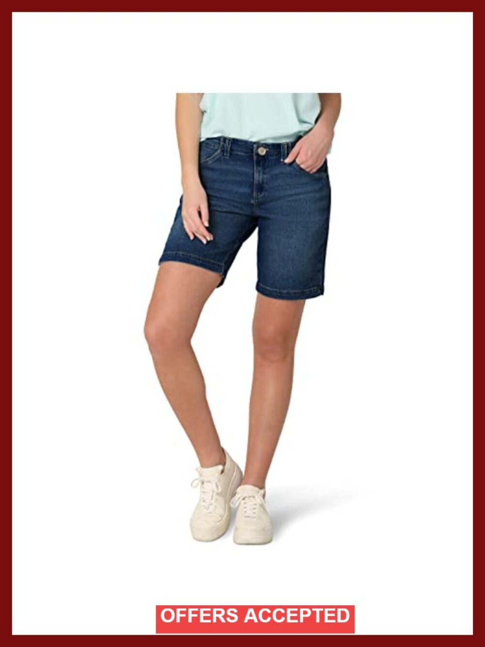 Mid Rise Regular Fit 9" Inseam Cotton Blended Chino Bermuda Shorts